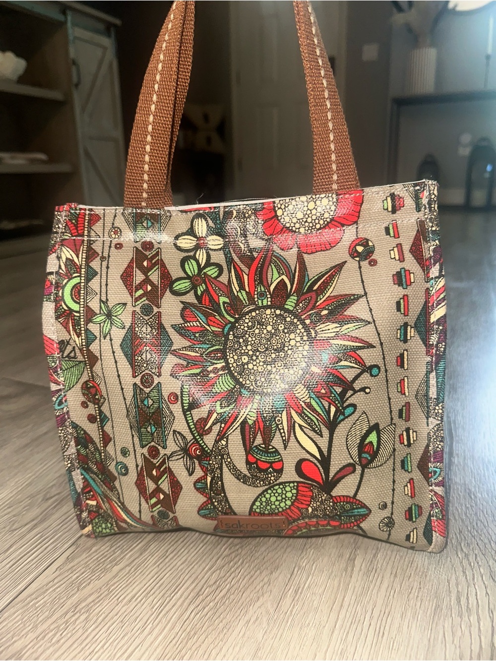 Sakroots Artist Circle Colorful Floral Print Insulated Lunchbox Tote Bag